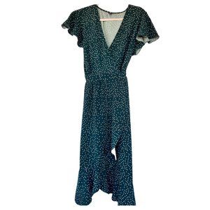 Zessica Green & White Polka Dot Wrap Dress